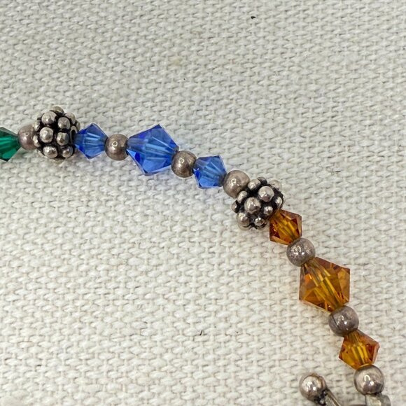 Sterling Silver Rainbow Crystal Cross Toggle Bracelet Religious Christian Marked - Picture 5 of 8